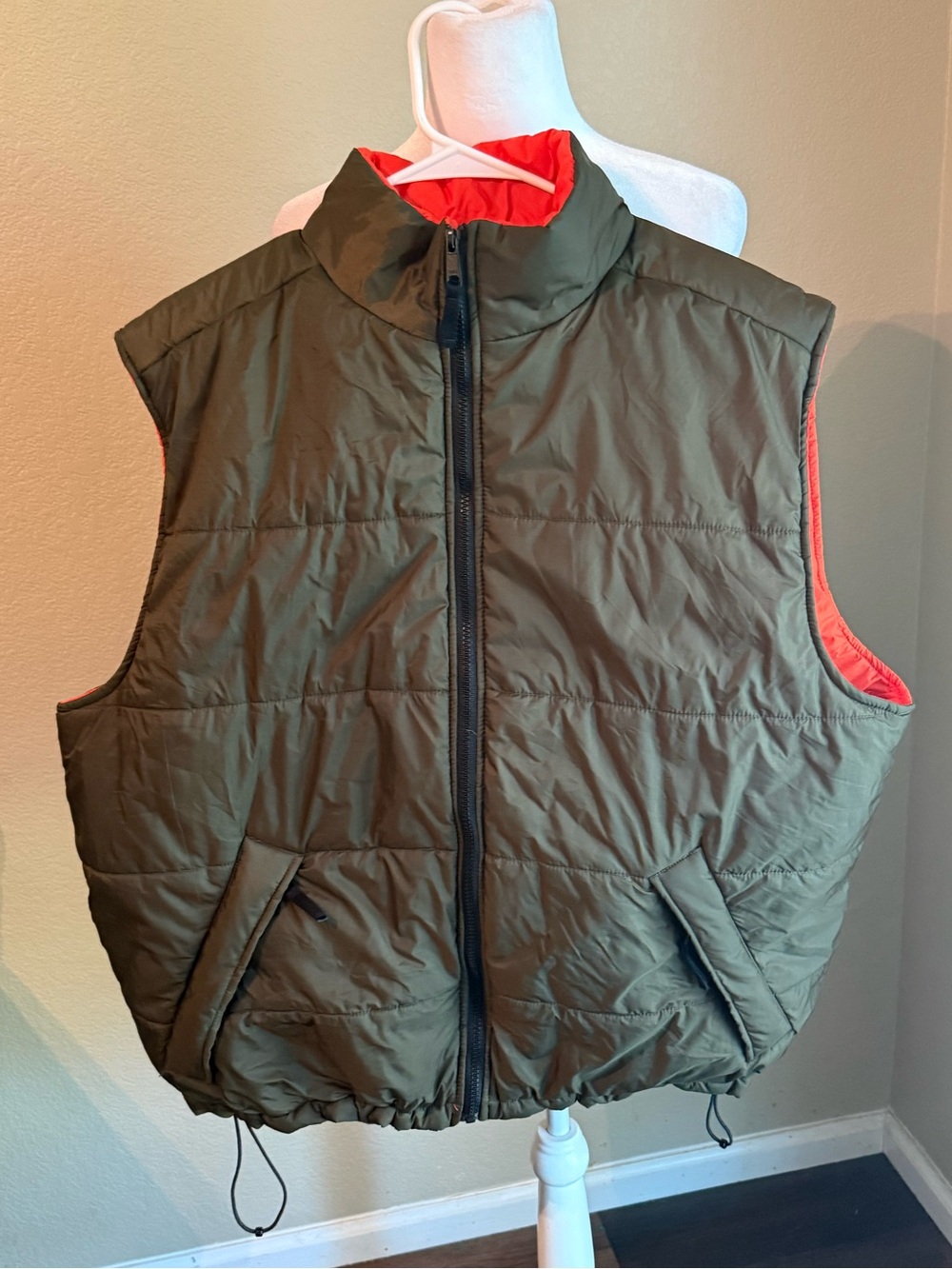John ashford adventure Reversible Olive Green & Orange Puffer Vest